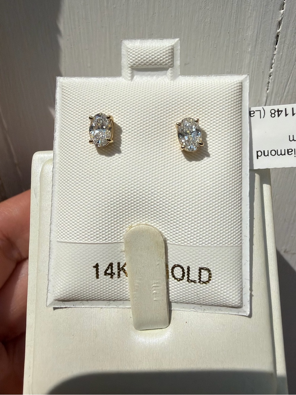 NWT 6x4mm (.87ctw) oval cut LAB grown diamond stud earrings in 14kt yellow gold!